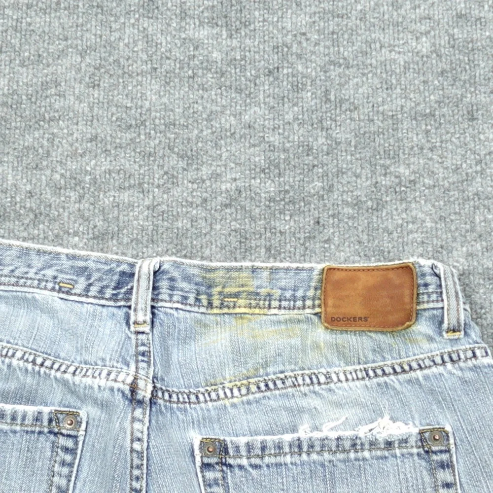 Dockers Denim Shorts Mens 36 Light Blue Cut Off Frayed Hem Distressed Cotton